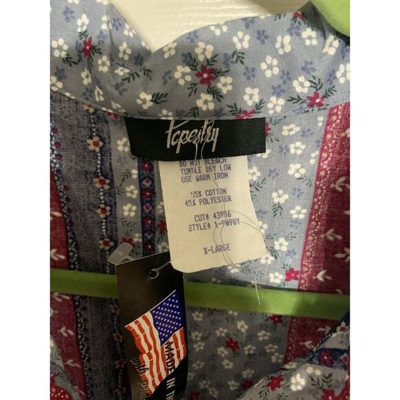 Vintage NWT Tapestry Floral Western Cottagecore Prairie XL Button Up Shirt Top - Picture 3 of 6